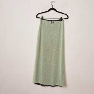 Urban Outfitters Light Green Floral Midi Skirt